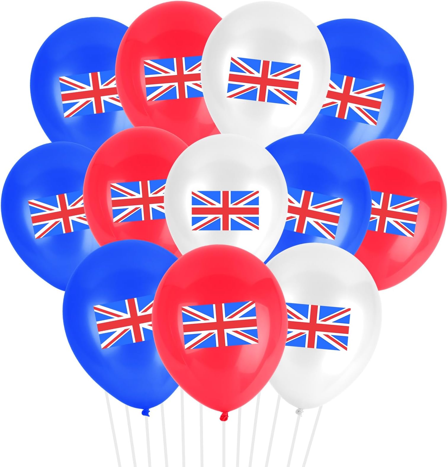 30Pcs Union Jack Flag Balloon Set, 12" Red White Blue British Flag Latex Balloons Party Supplies for His Majesty King's Birthday, British Theme Royal Events Decorations