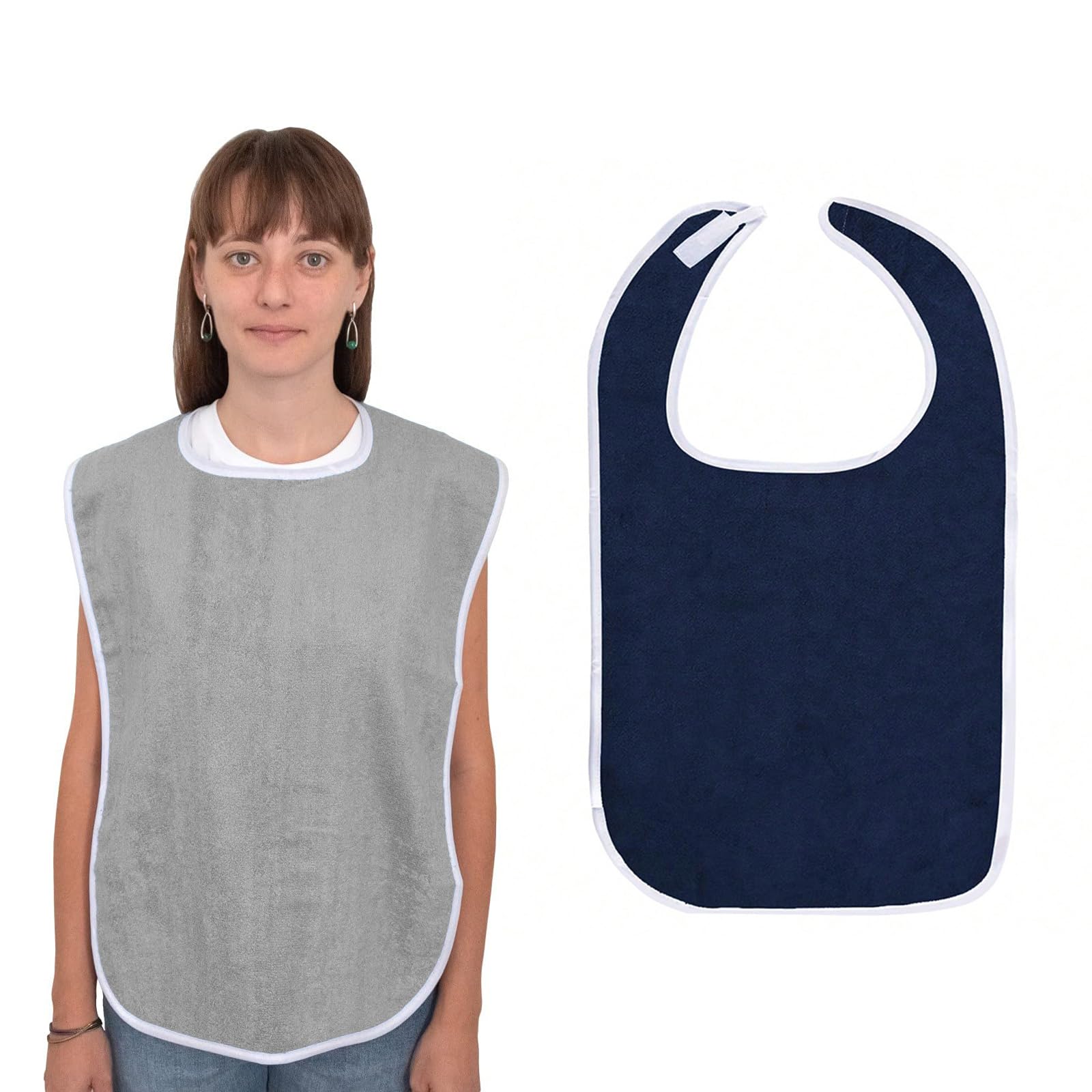 2 Pièces Bavoirs de Salle à Manger pour Adultes, Bavoirs en Tissu éponge, Protection en Tissu éponge, Protecteurs de Vêtements et Bavoirs pour Hommes, Ffemmes, Personnes âgées Handicapées