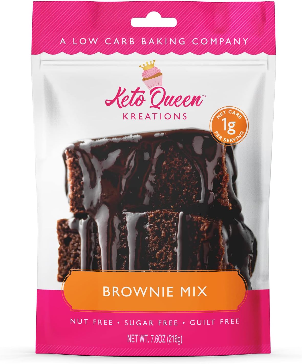 Keto Queen Kreations, Low Carb (1 net), Sugar Free, Keto, Brownie Mix 7.6 oz. (12 Servings)