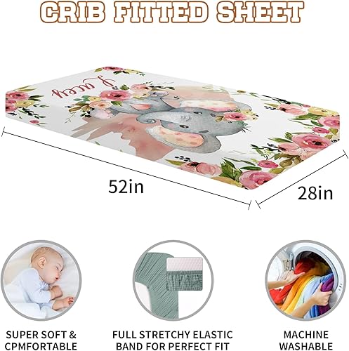 Miniatura 5 de Sábanas de cuna con nombre personalizado, ropa de cama de bebé personalizada para niños y niñas, sábanas bajeras plegables portátiles de algodón