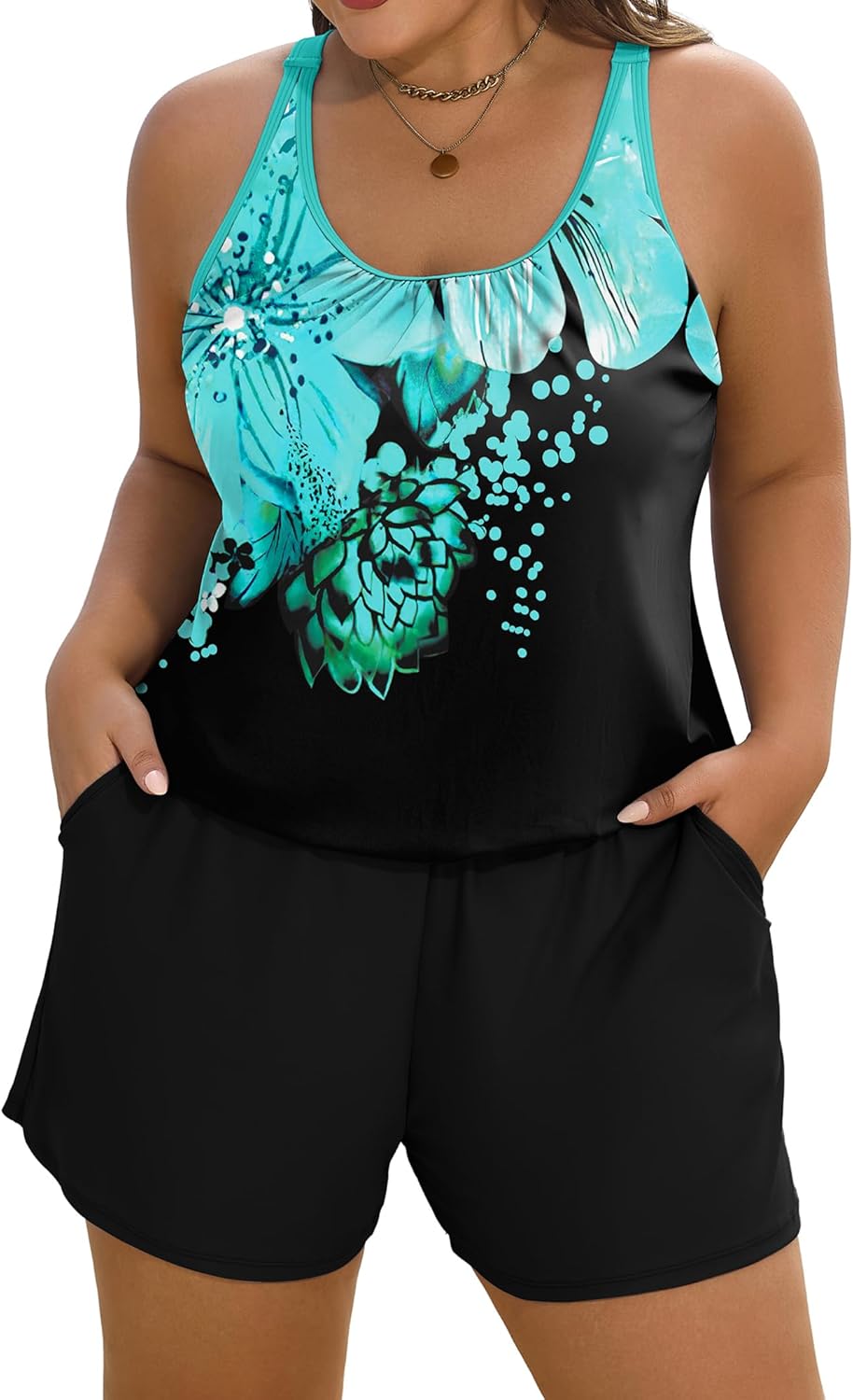 Arolina Women's Plus Size Swim Romper One Piece Swimsuits Modest Bathing Suit with Pockets (S-24W)