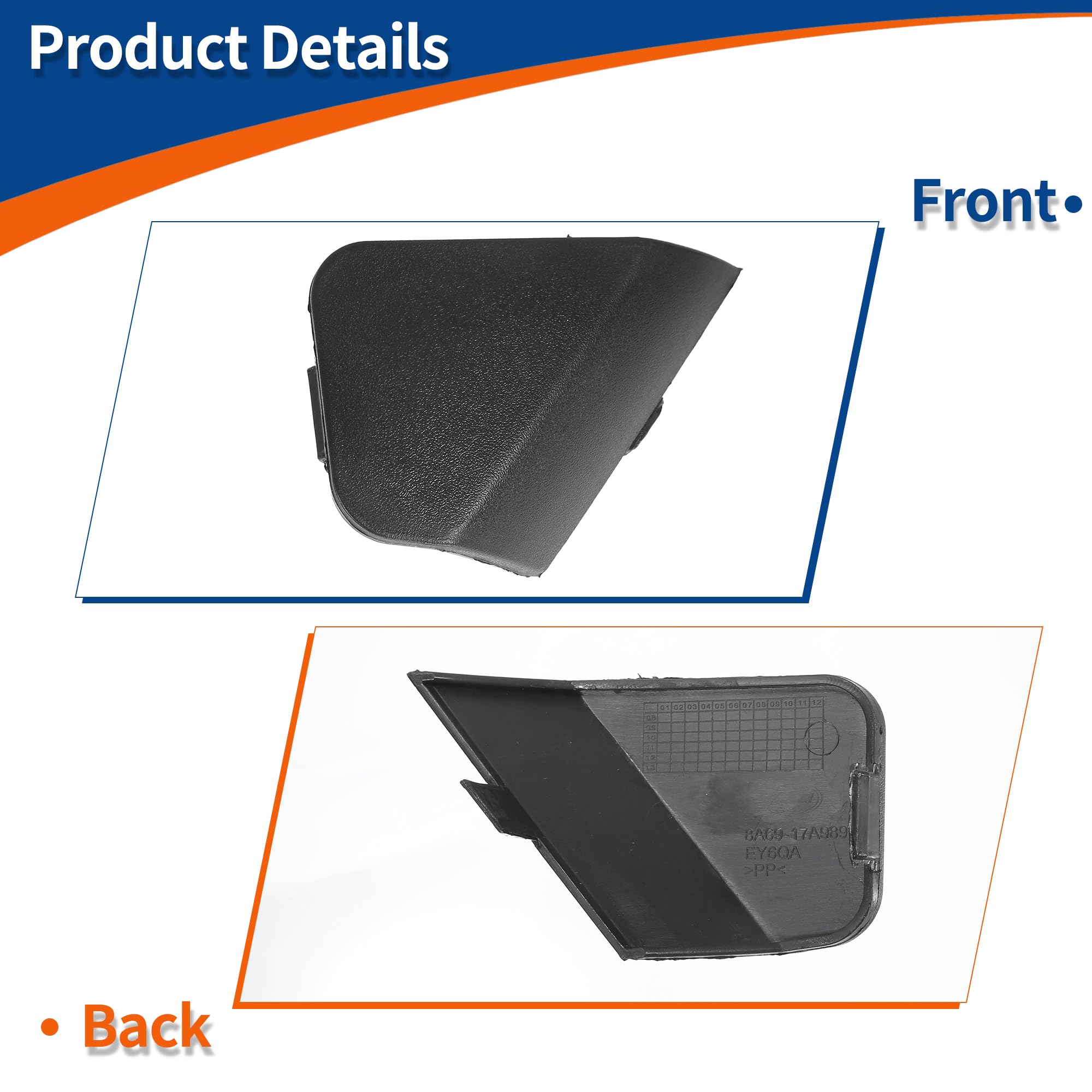 Copertura Gancio Traino Paraurti Anteriore Per Ford Fiesta MK6 2005-2008 | Tappo In ABS Nero | Sostituzione OE 1375861 / 6S6117A989AA