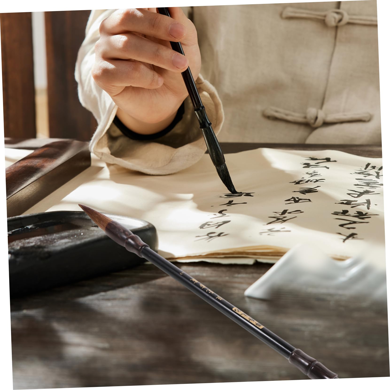 HOMSFOU 3 Pezzi Pennello per Calligrafia Professionale Pennello per Scrittura per Principianti Facile da Buona Assorbenza