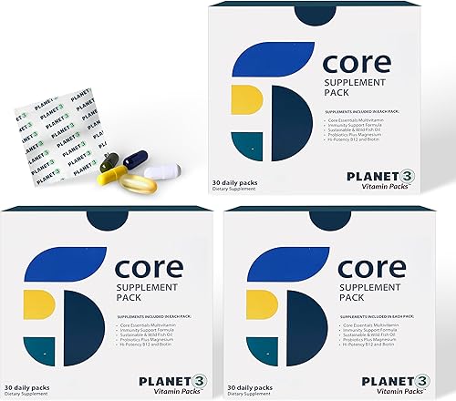 Planet 3 Paquetes de vitaminas, vitaminas diarias tanto para hombres como para mujeres, energía, apoyo inmunológico y cardíaco | Multivitamínico,