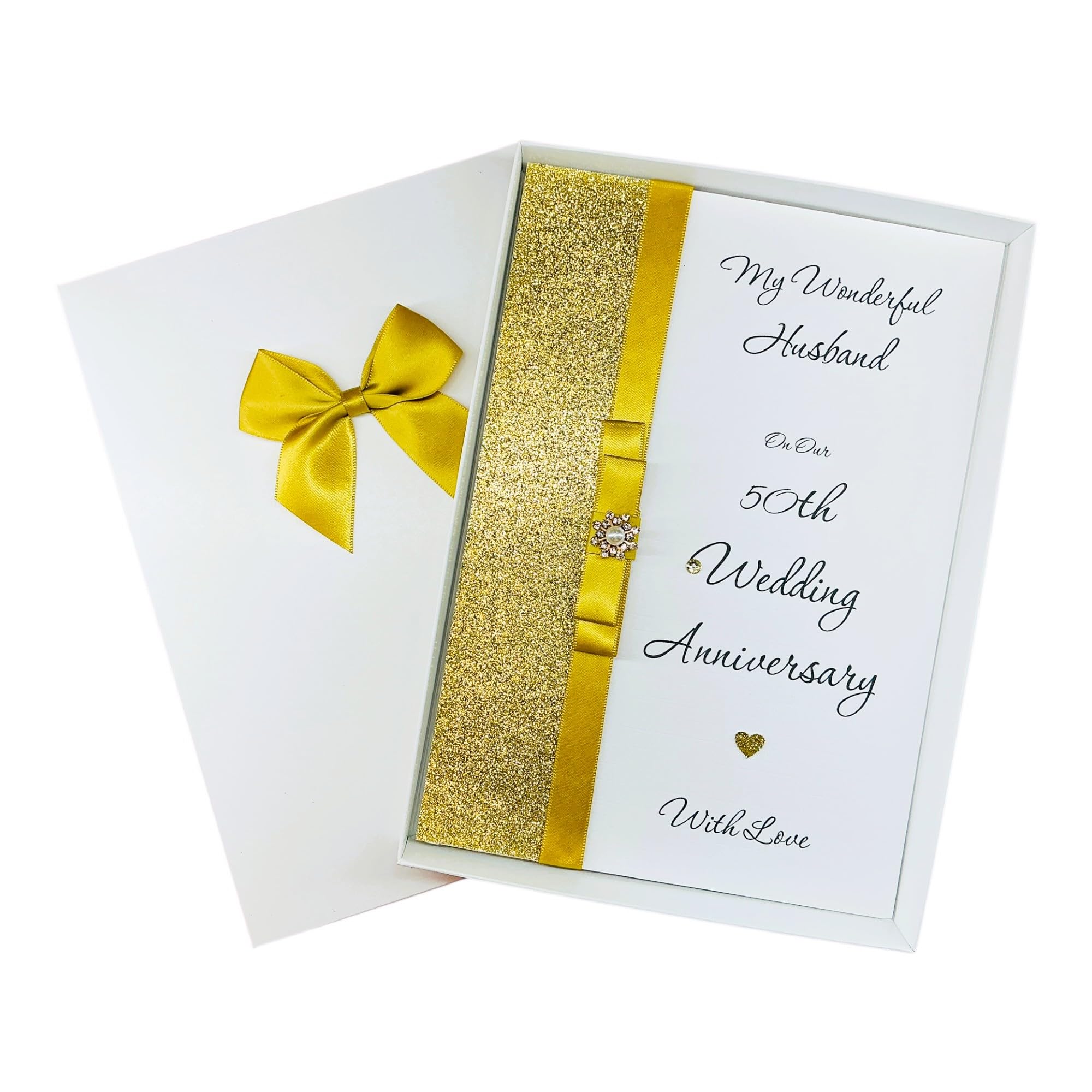 Husband 50th Wedding Anniversary Card Personalised Golden – LB 98 — image 1