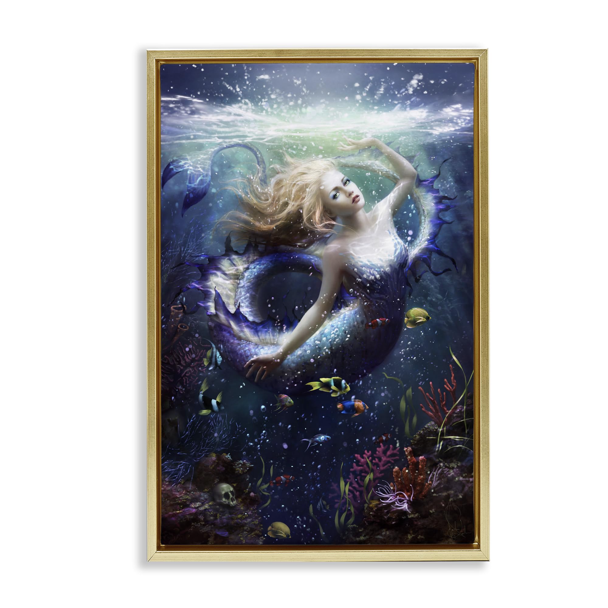 'Deep Sea Mermaid'| Floating Frame Canvas Art