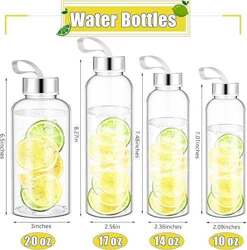 Miniatura 3 de Zubebe 20 botellas de agua reutilizables de 10 onzas, botellas transparentes a granel con tapas de acero inoxidable a prueba de fugas, botellas