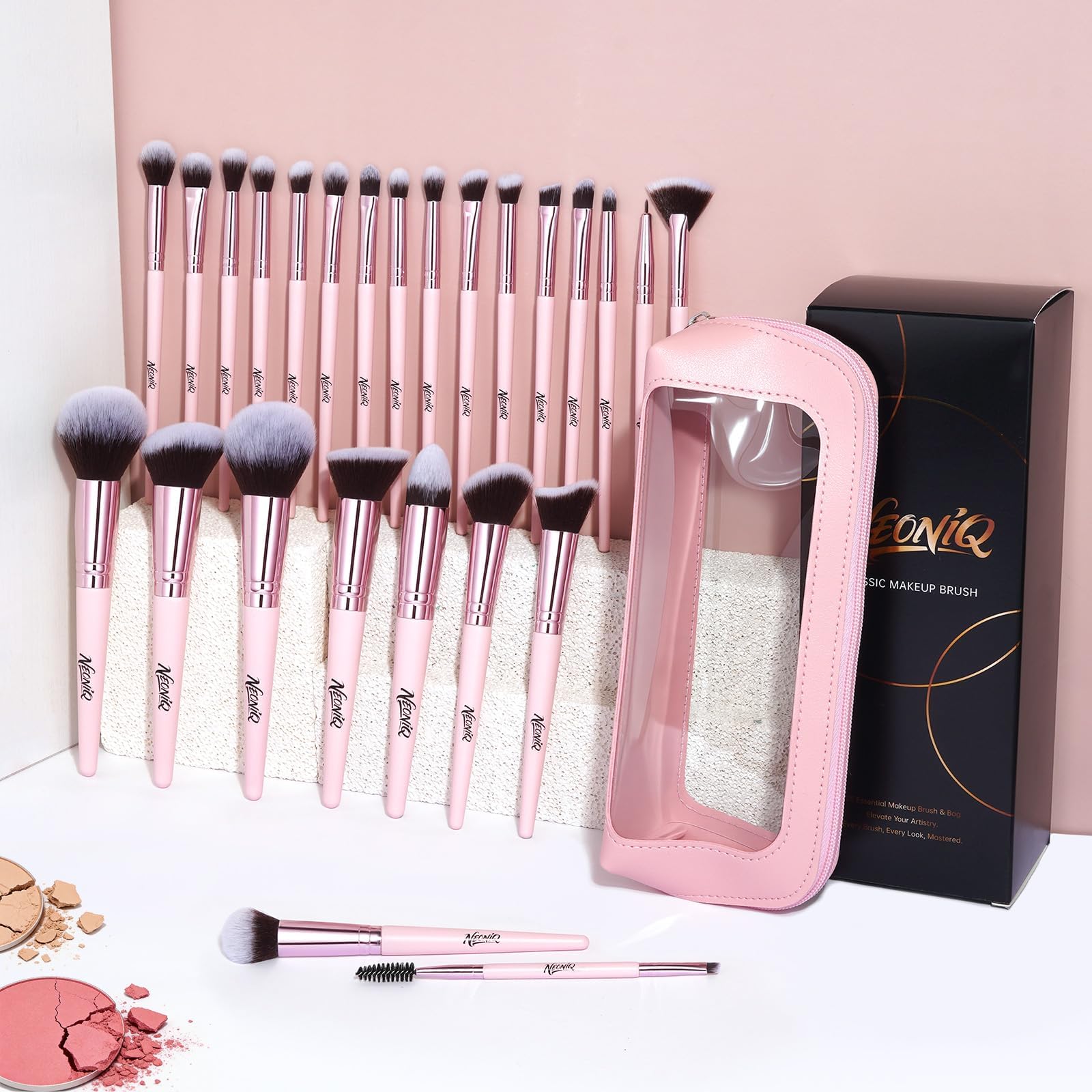 Make-up-Pinsel-Set mit Reiseetui, professionelles Make-up-Pinsel-Set für Foundation, Concealer, Puder, Lidschatten und Rouge, unverzichtbare Kosmetik-Werkzeuge, tragbares Reise-Geschenk-Set