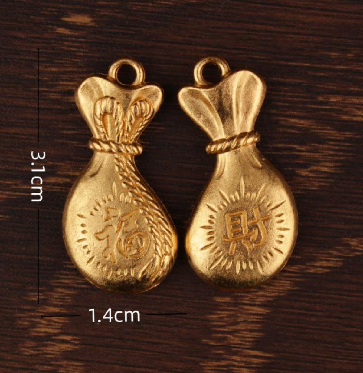 Tiny Alloy Money Bag 15x31mm,Feng Shui Collectibles for Bring Wealth & Luck,Gold Ingot Craft Decorations Christmas, Chinese New Year,30pcs