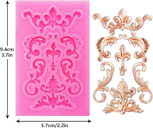 Miniatura 10 de Moldes de silicona de estilo barroco, moldes de fondant de encaje con volutas de curlicues, molde de flores de alivio vintage, molde de arcilla 3D