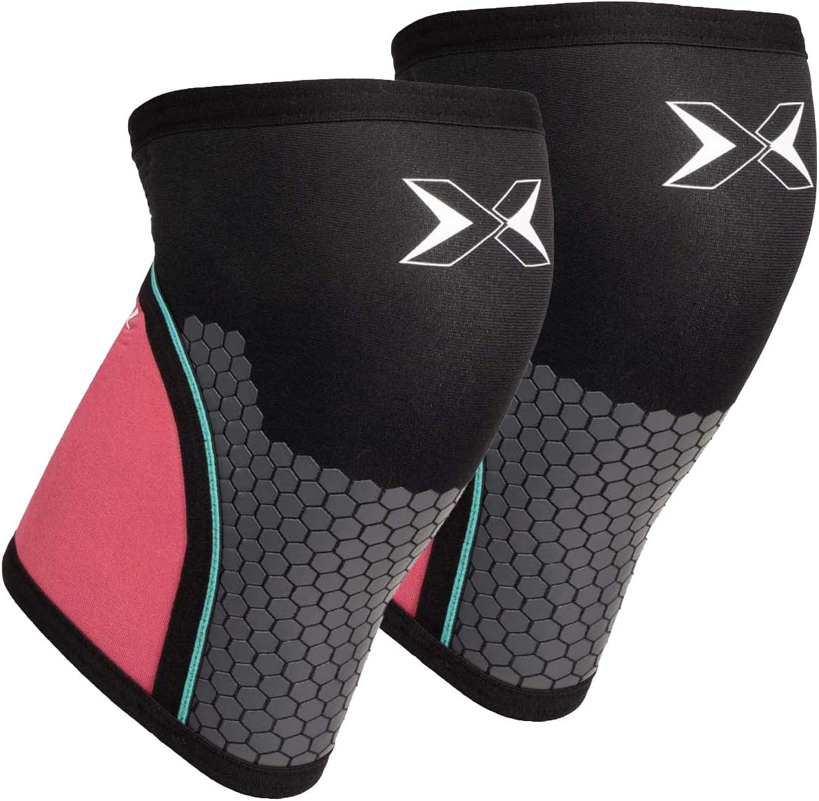 PICSIL Pair of Neoprene Cross Training Sports Knee Pads, 5/7mm Meniscus Ligament Protection, Breathable and Non-Slip for Running, Training, Basketball, Unisex (Green 7mm, Small) (7mm Pink, M)