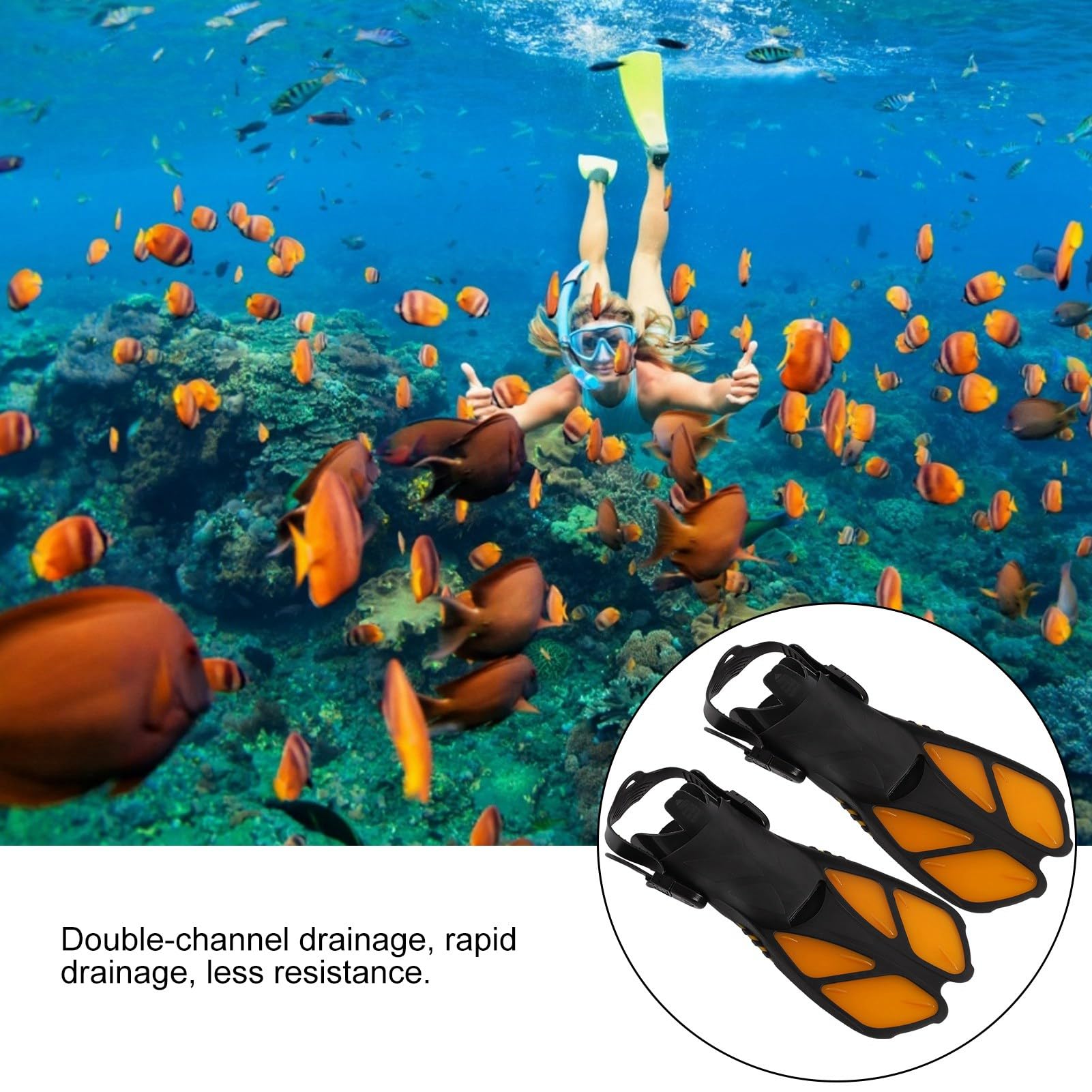 Pinne da snorkeling regolabili Morbide TPR Pinne da immersione lunghe Nuoto Arancione