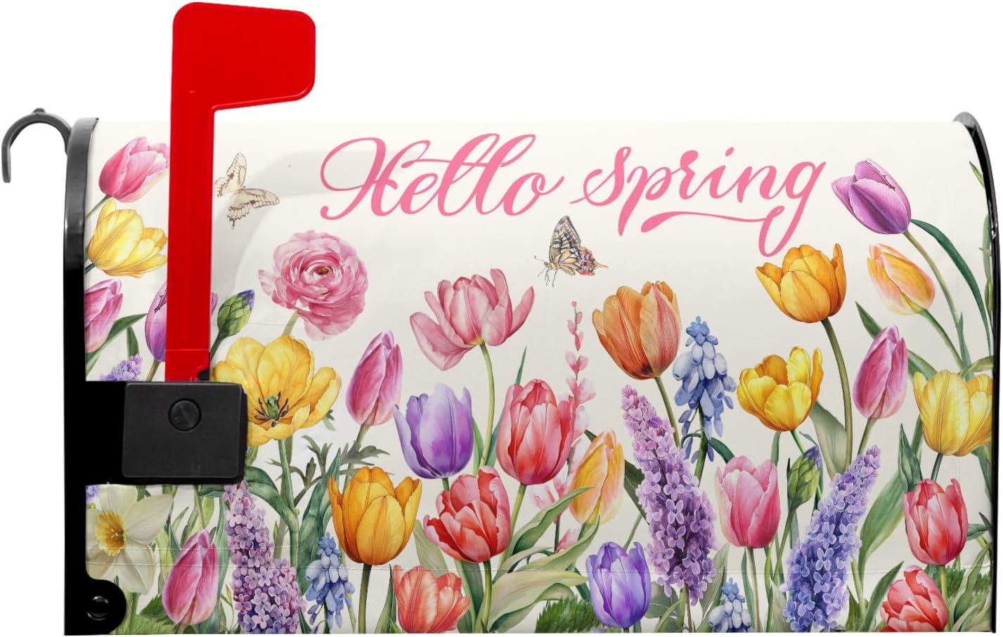 Kawani Hello Spring Welcome Flowers Mailbox Cover Magnetic Spring Tulip Outdoor 21 X 18 Pink Floral Holiday Decorative for Home Garden Yard