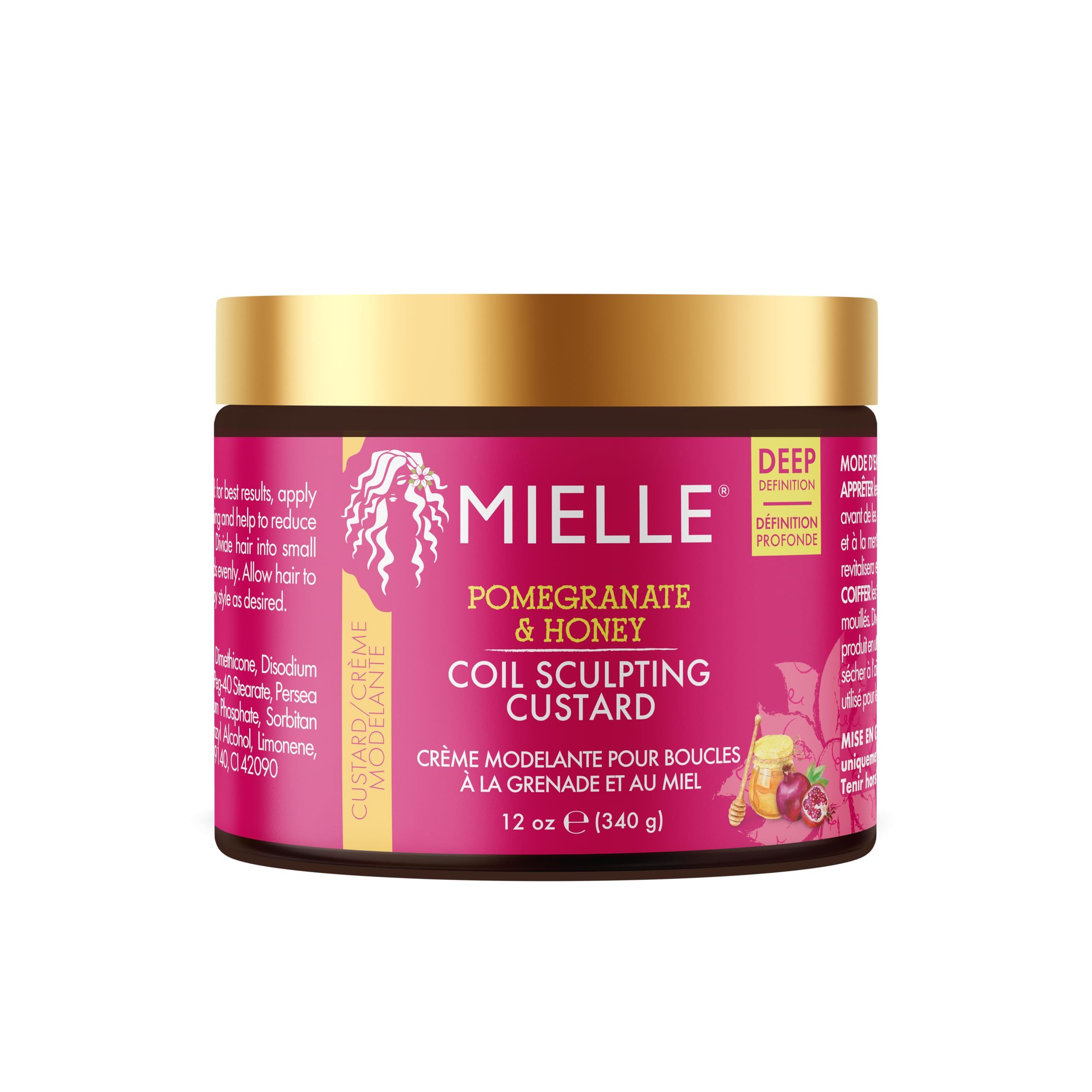 Mielle Crème capillaire définissante à la grenade et au miel pour cheveux de type 4 - Hydrate, contrôle les frisottis, revitalise et ajoute de la brillance, 340 ml