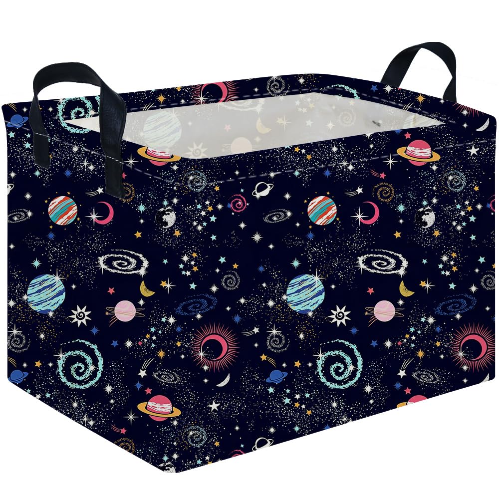 Rectangular Star baskets,Storage Basket,Waterproof foldable laundry basket for Kids,Cute Toys Storage Bin Organizer,Book bins,Starry Sky Galaxy Room Decor(Stars)