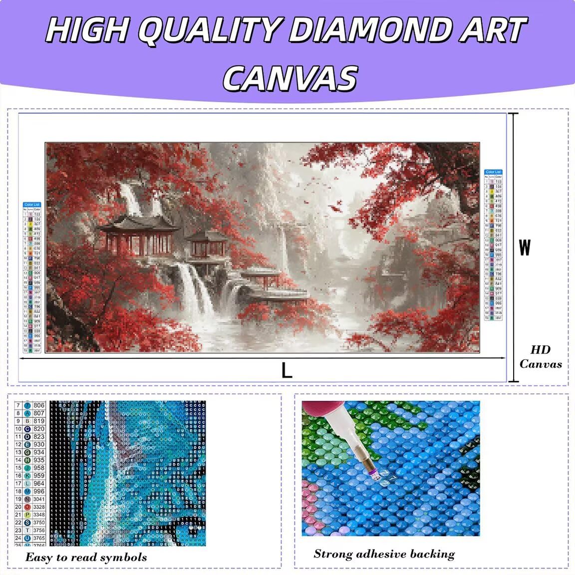 Diamond Painting Groß XXL 180x90cm, 5D Diamond Painting Japan Bilder -0237