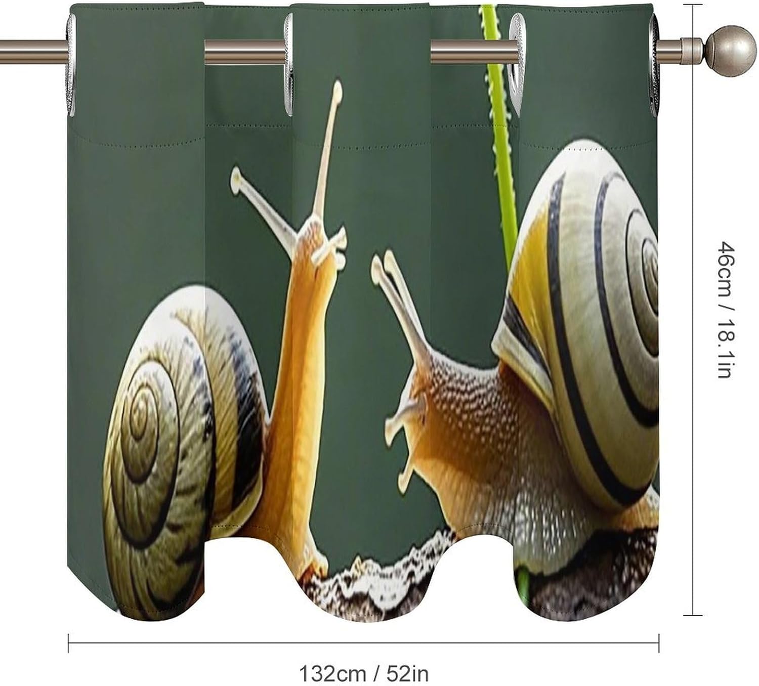 Strawberry Snail Valance for Windows, 2 Pack Kitchen Curtains Modern Home Decor, Soft Blackout Window Curtains for Living Room & Bedroom, 18 X 52 Inch