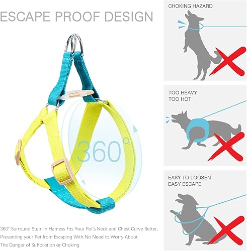 Miniatura 2 de Juego de arnés y correa para perro sin tirones, arnés halter para perro con soporte para bolsa de excremento, correas de algodón ligeras ajustables