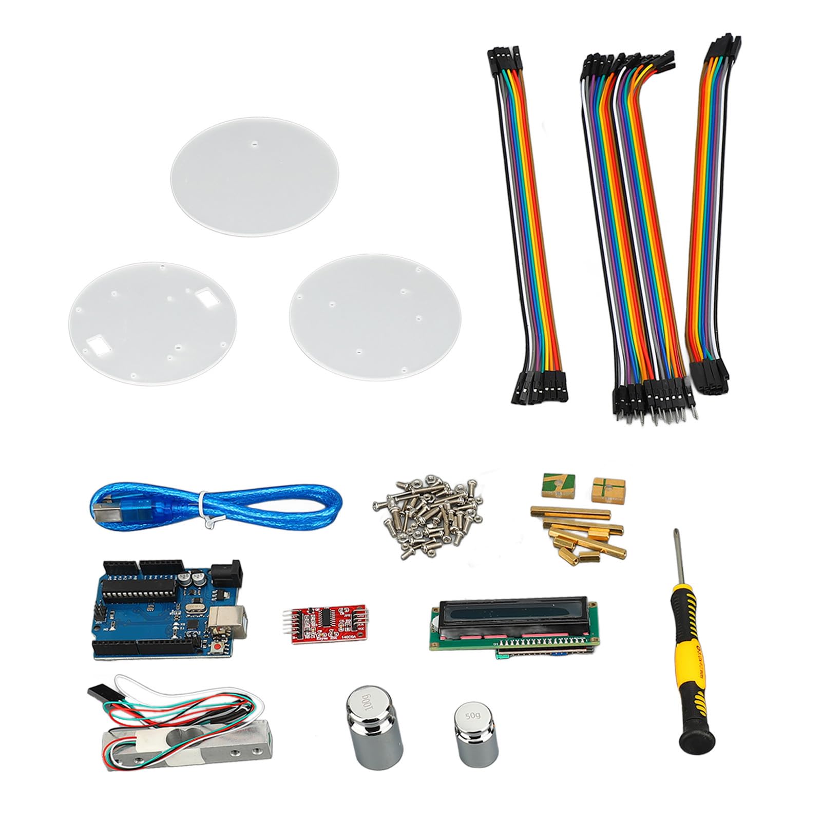 Tyenaza Kit de placa de desarrollo de báscula electrónica, pantalla LCD 1602, kit de programación de báscula digital de alta precisión con celda de carga de 5 kg