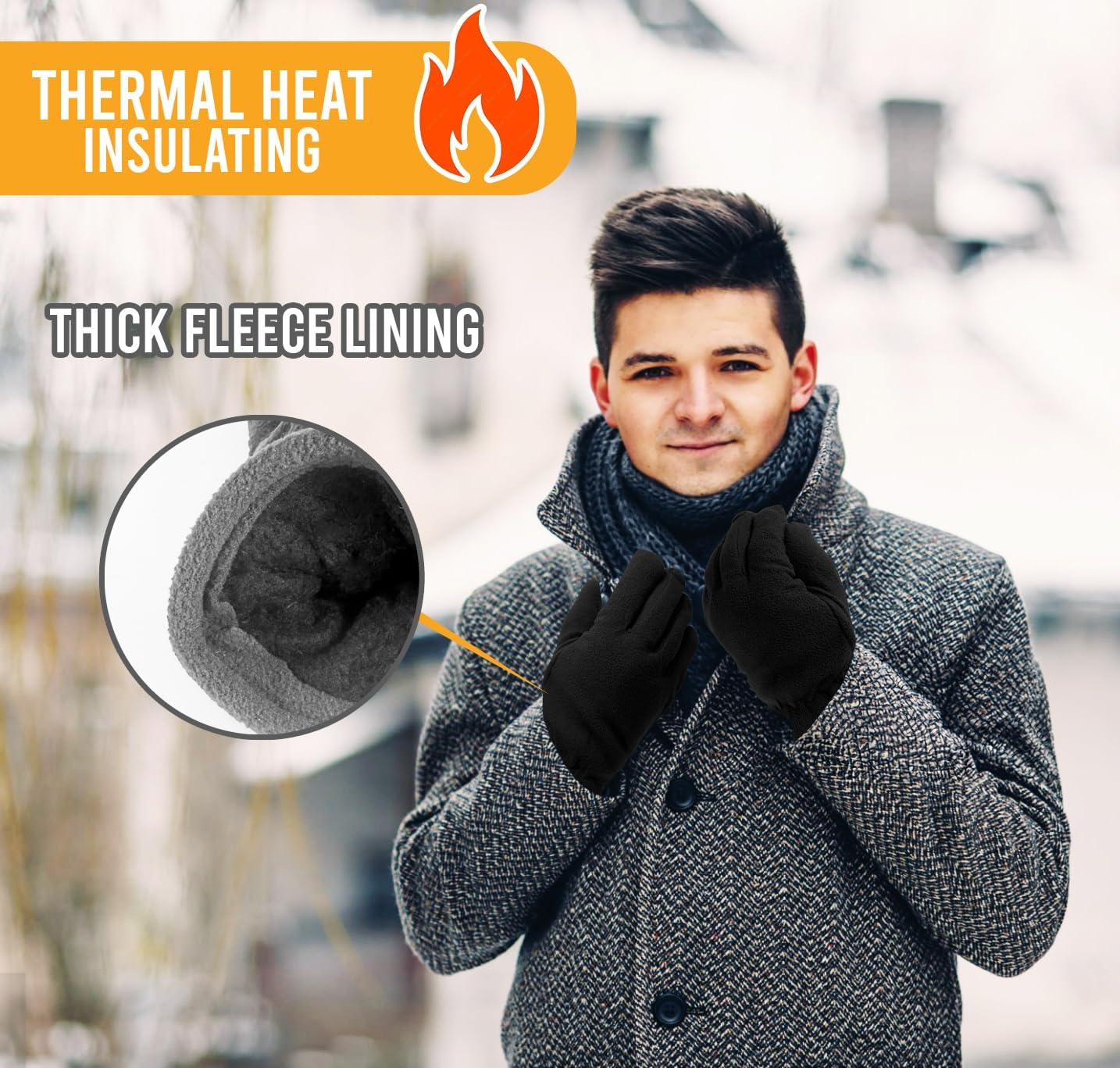 12 Pair Winter Fleece Gloves Mens Thermal Soft Warm Cozy Cold Weather Outdoor Sports - Image 2