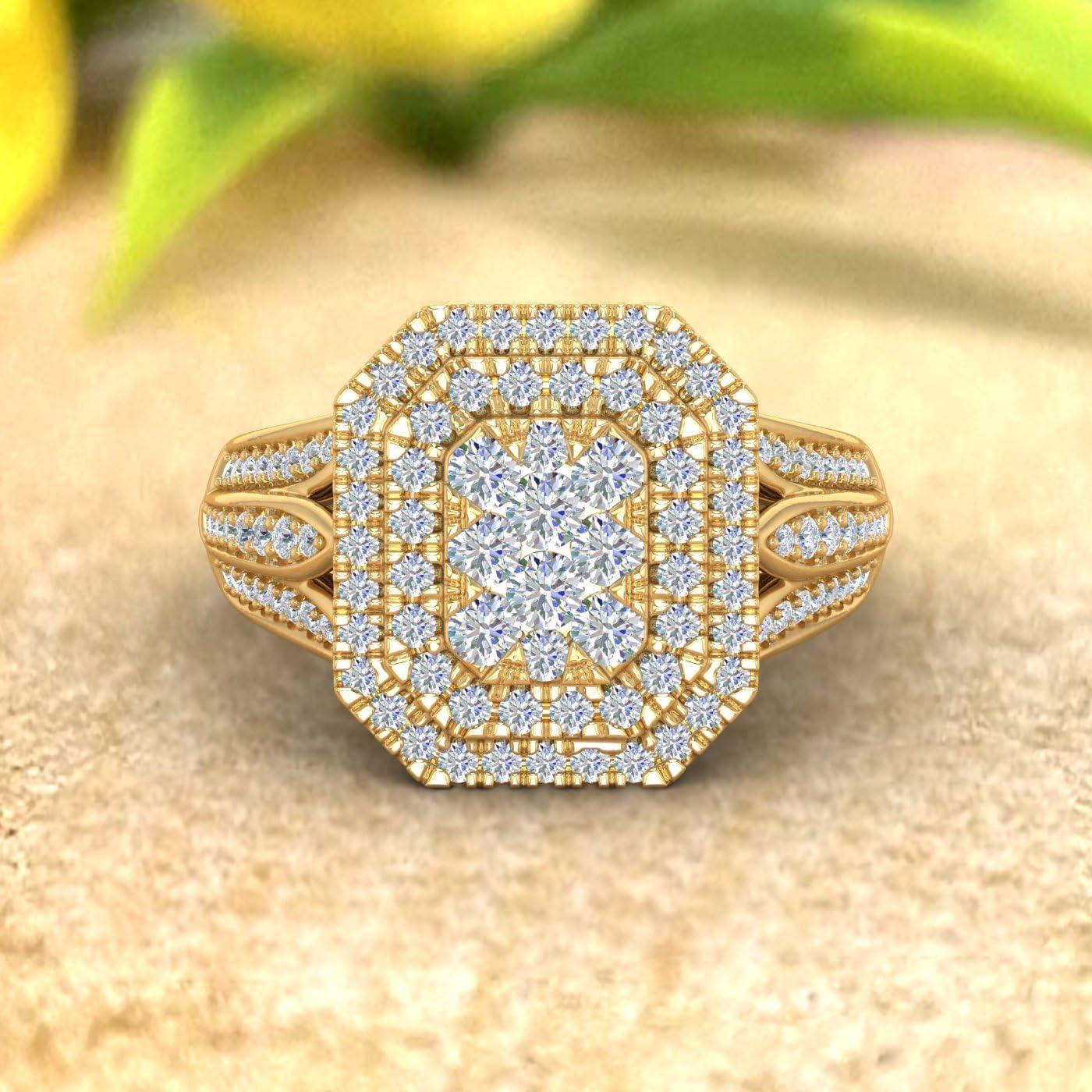 1 Carat Cushion Cut Diamond Engagement Ring in 14K Solid Gold