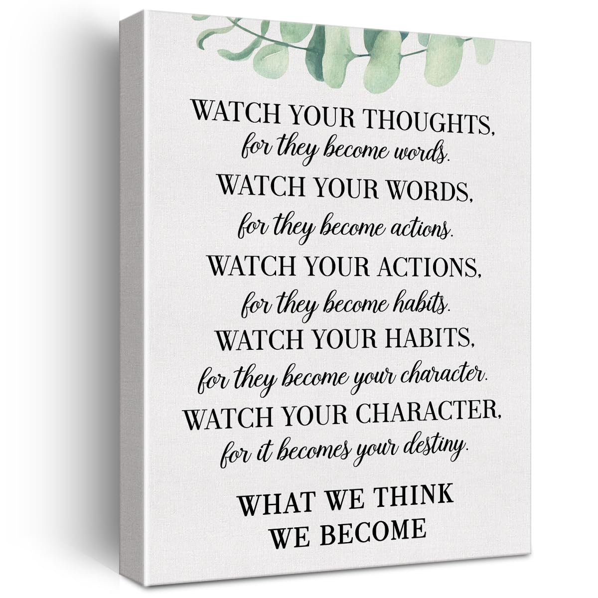 Jaesxxco Inspirational Canvas Wall Art Motivational Watch Your Thoughts Quote Canvas Print Positive Canvas Painting Office Home Classroom Wall Decor Gift Ready to Hang Unframed 8x10inch