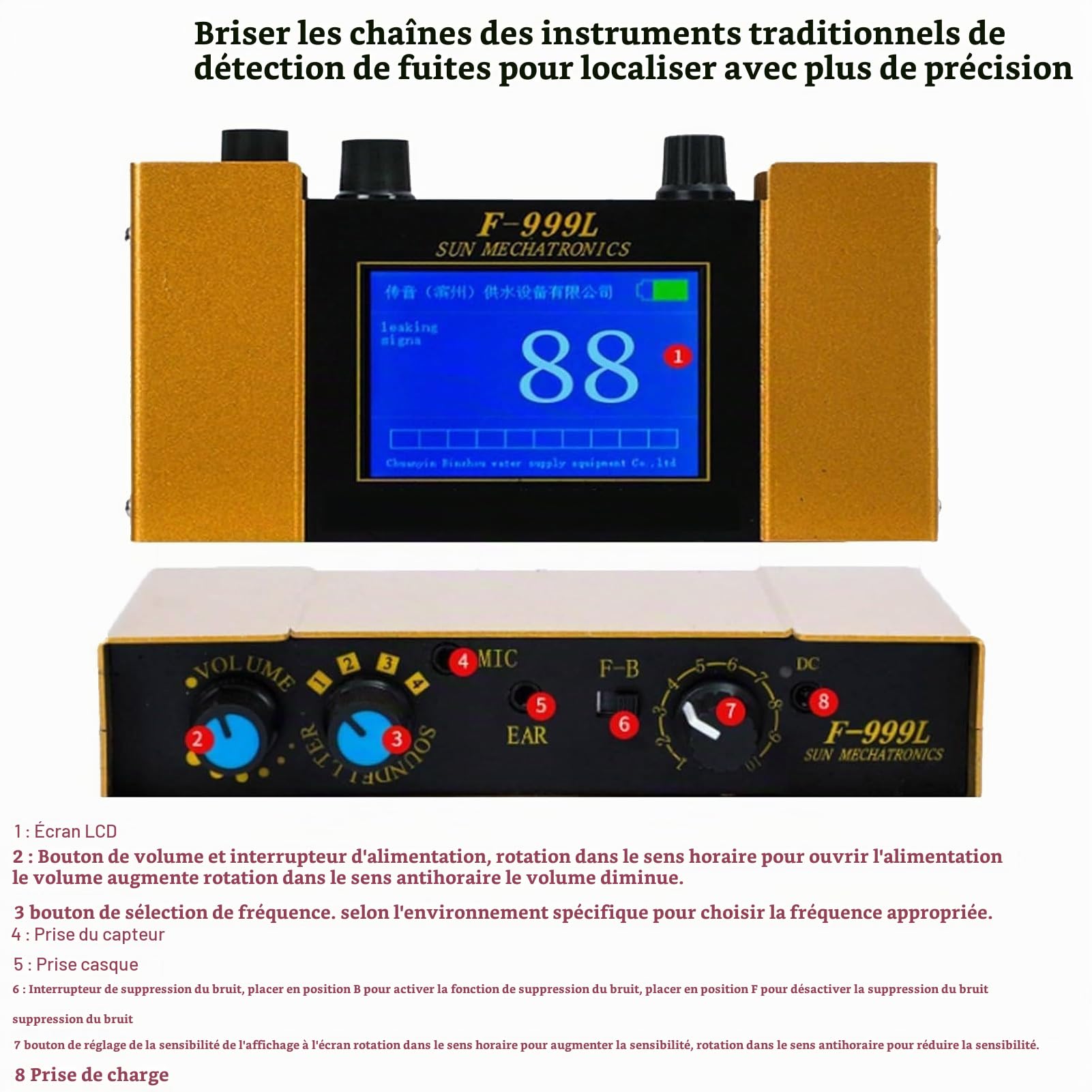 Détecteur De Fuite d'eau Souterraine, Géophone pour Canalisations