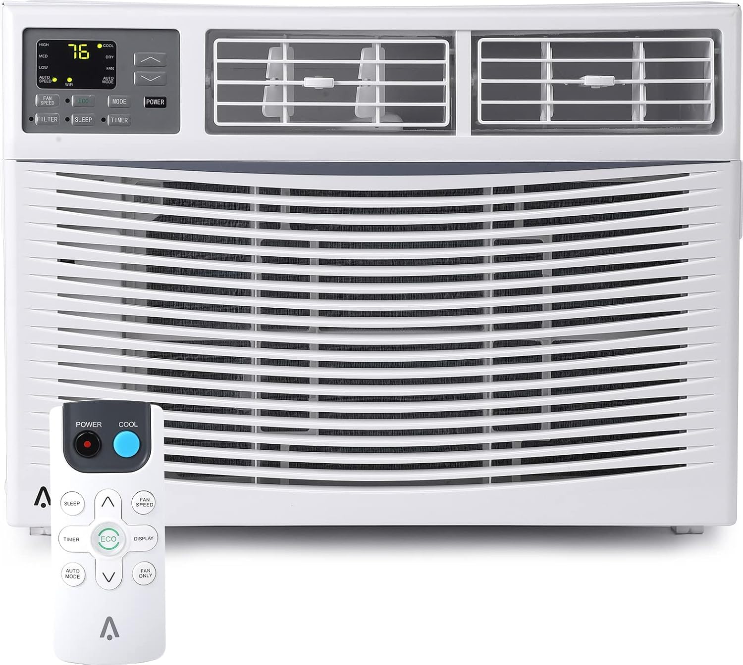 10,000 BTU Window Air Conditioner with WiFi, 115V, Window AC Cools up to 750 Sq. Ft for Bedroom, Living Room, Quiet Operation with Remote &amp; App Controll, 3 Fan Mode,Sleep&amp;ECO Mode,Washable Filter