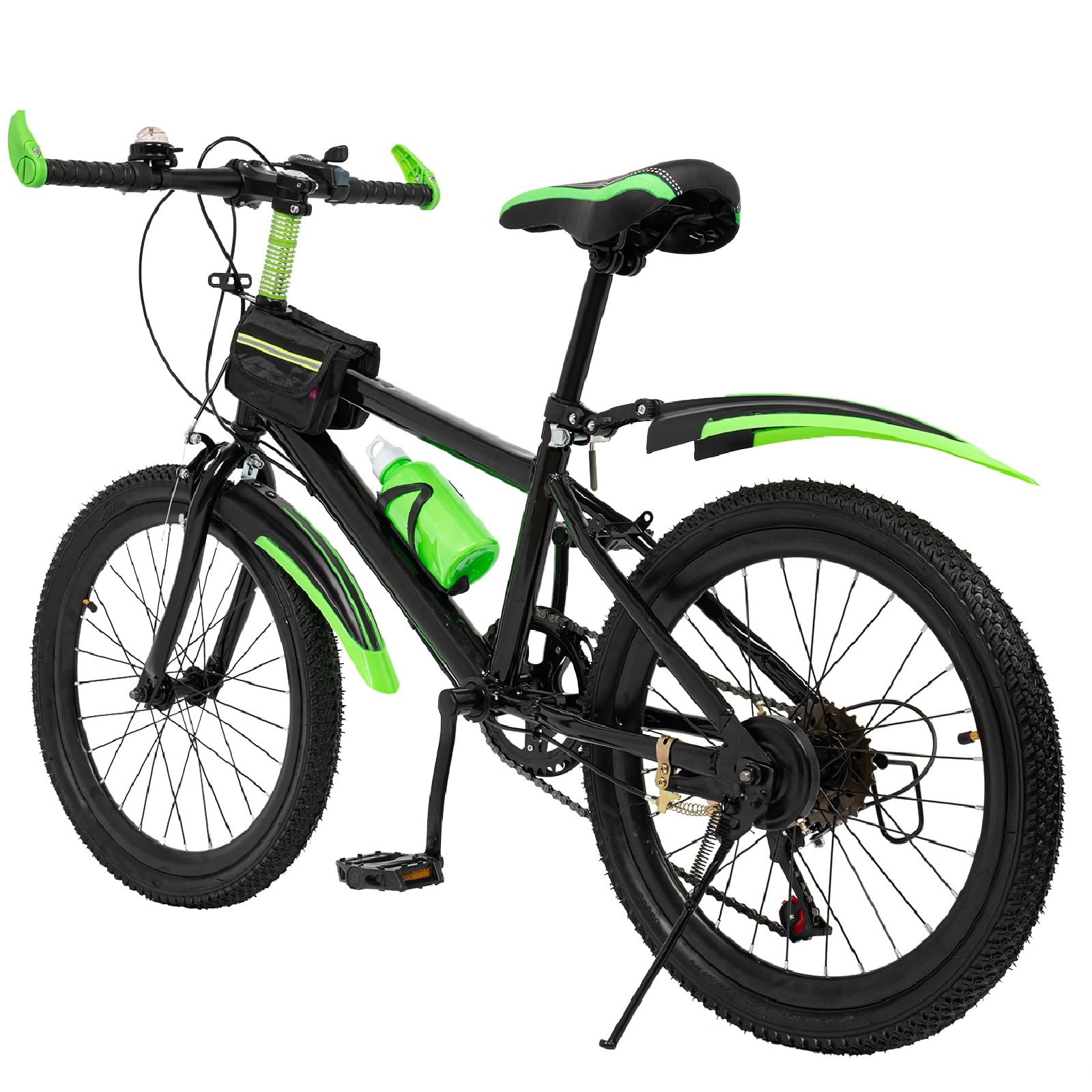 Kids Bike 20 inch Green, 7-Speed Child City Bike with Double Disc Brake, Carbon Steel Kids Mountain Bike, Fashionable Boys Girls Bicycle w/Adjustable Height for 7-13 Years Old Kids