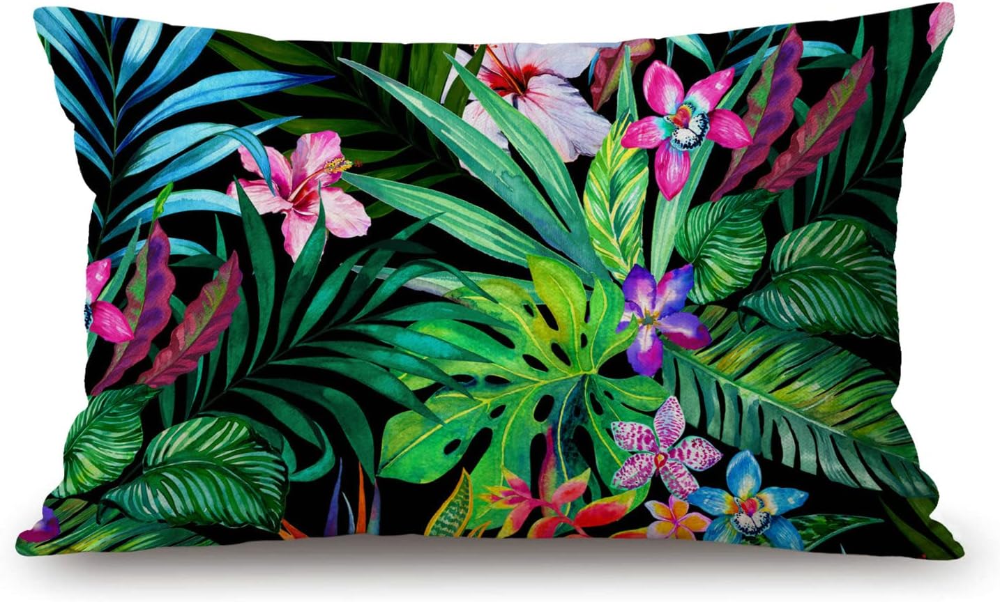 Solekla Colorful Tropical Leaf Pillow case Pillow Covers 12