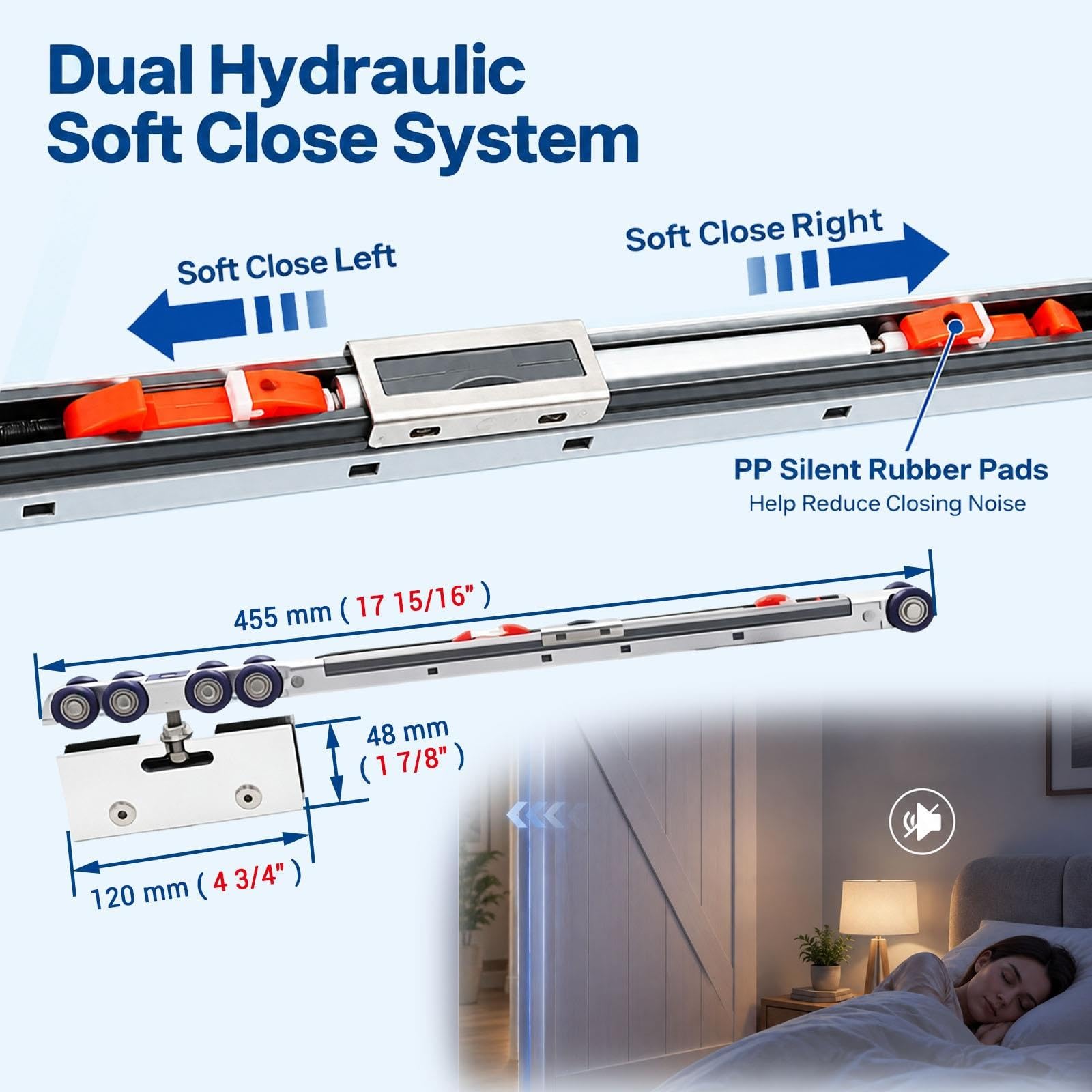 Herrajes Puerta Corredera Cristal Soportes Hidráulicos De 77 Kg