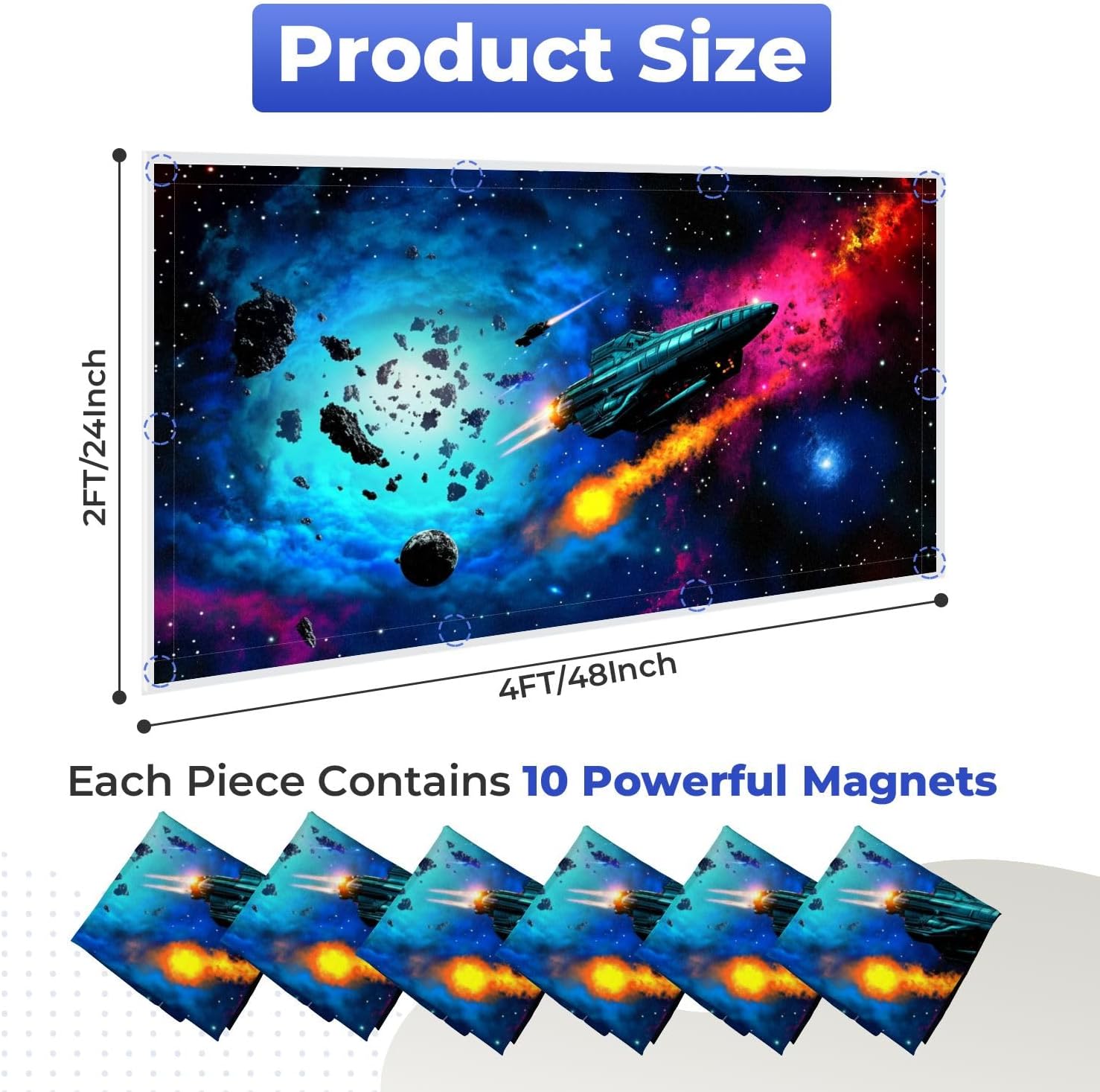 Fluorescent Light Covers for Ceiling Lights Spaceship Around Planetary System Nebula Stars 3D Easy to Install Magnetic Light Filter for Classroom Office Hospitals School Home Decor