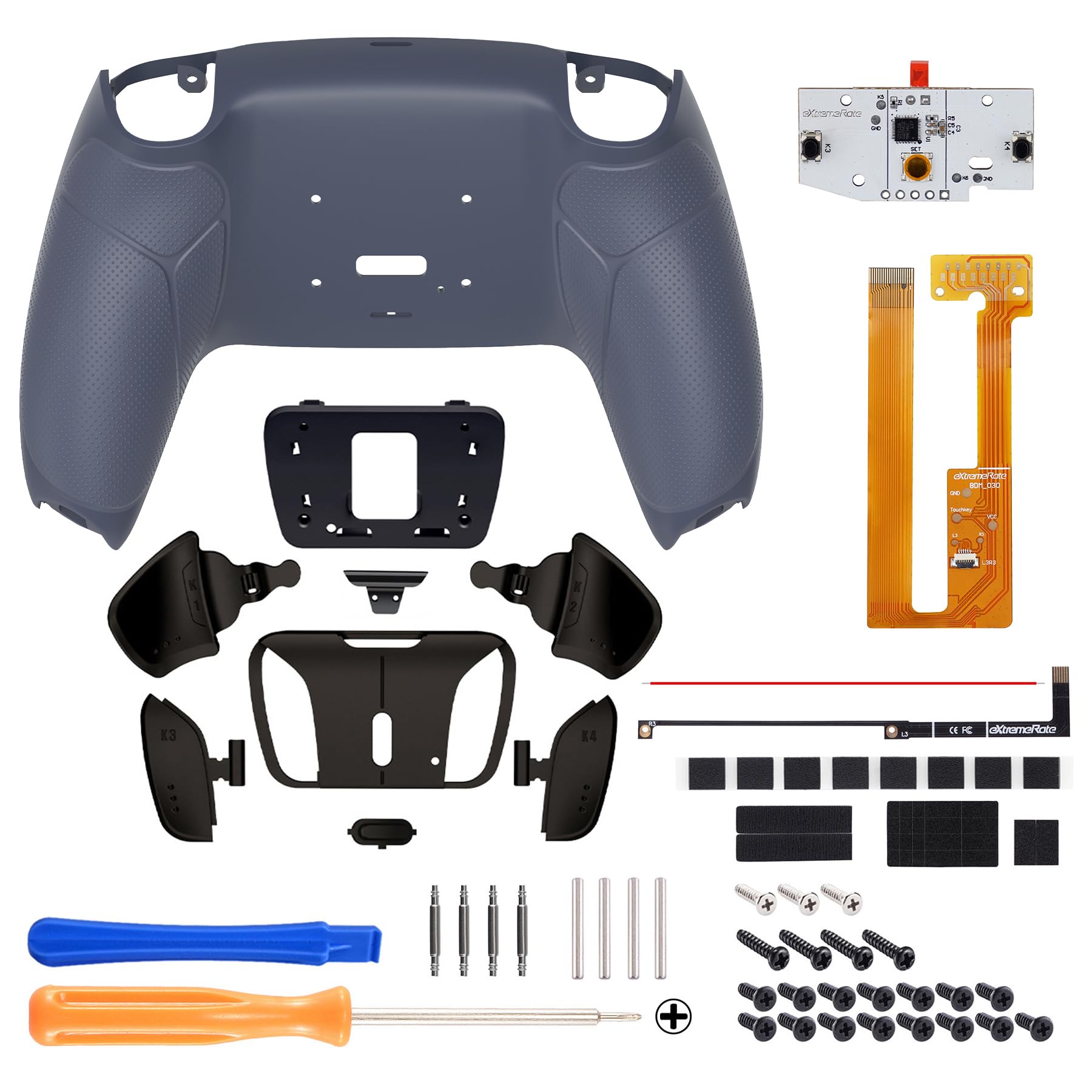 eXtremeRate RISE4 Remap Kit pour ps5 Manette BDM-030/040/050 | Coque Arrière Redessinée avec 4 Palette Métal pour ps5 Manette, Palette Métallique (RMB) Version