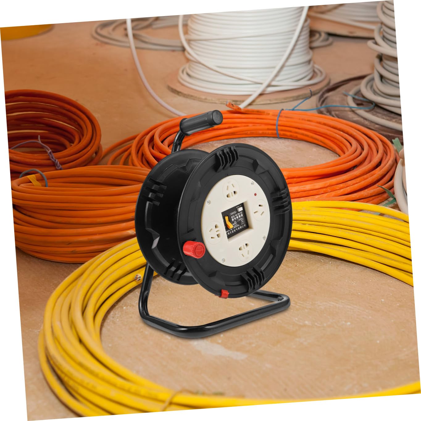 Alipis Enrollador de Cable Retractil, Carrete de Almacenamiento de Cable Negro de Plástico, Organiza y Guarda 30 Metros para Hogar y Oficina