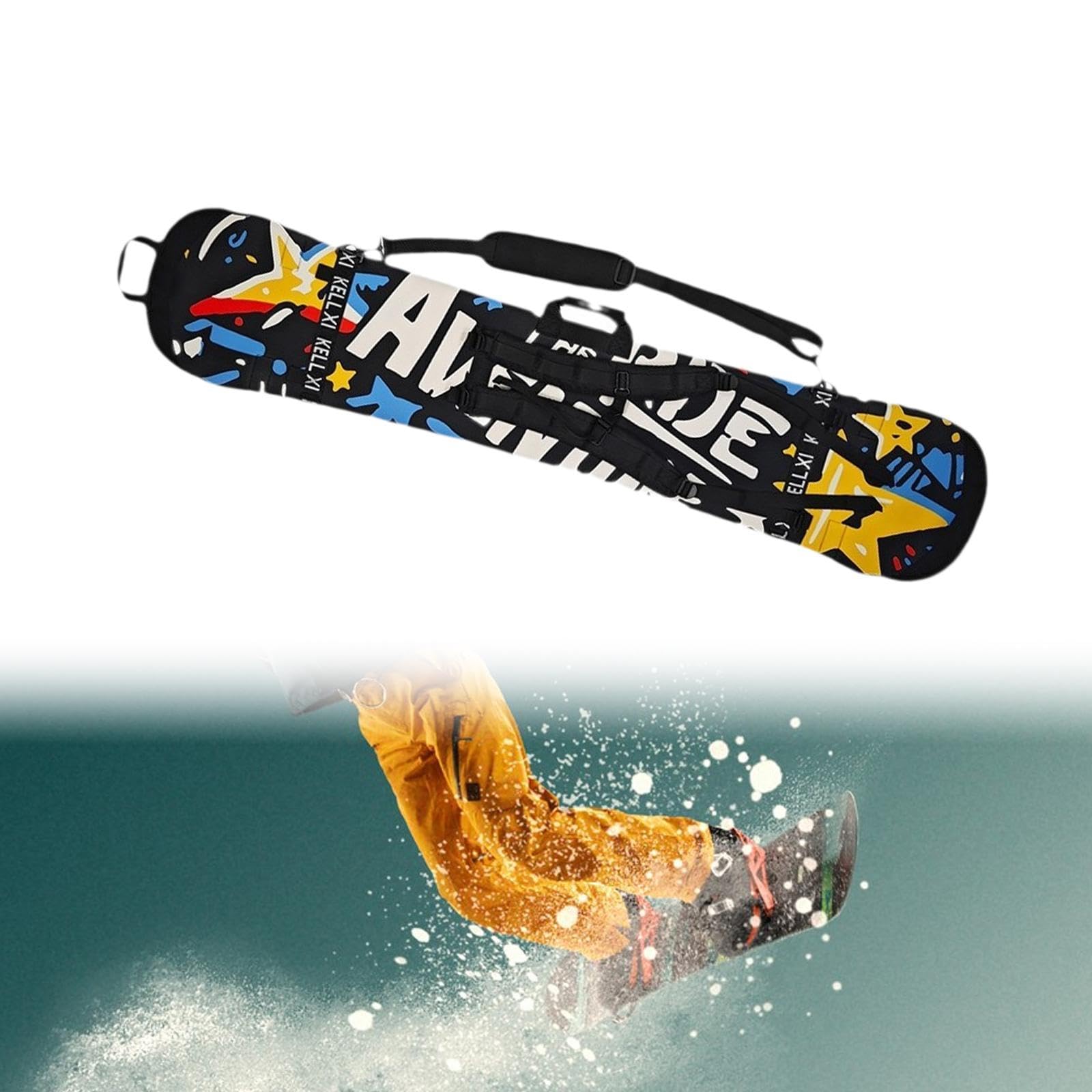 Fenteer Funda para Tabla de Snowboard, Bolsa de Transporte, Correas Ajustables para Hombros, Estuche para Esquís