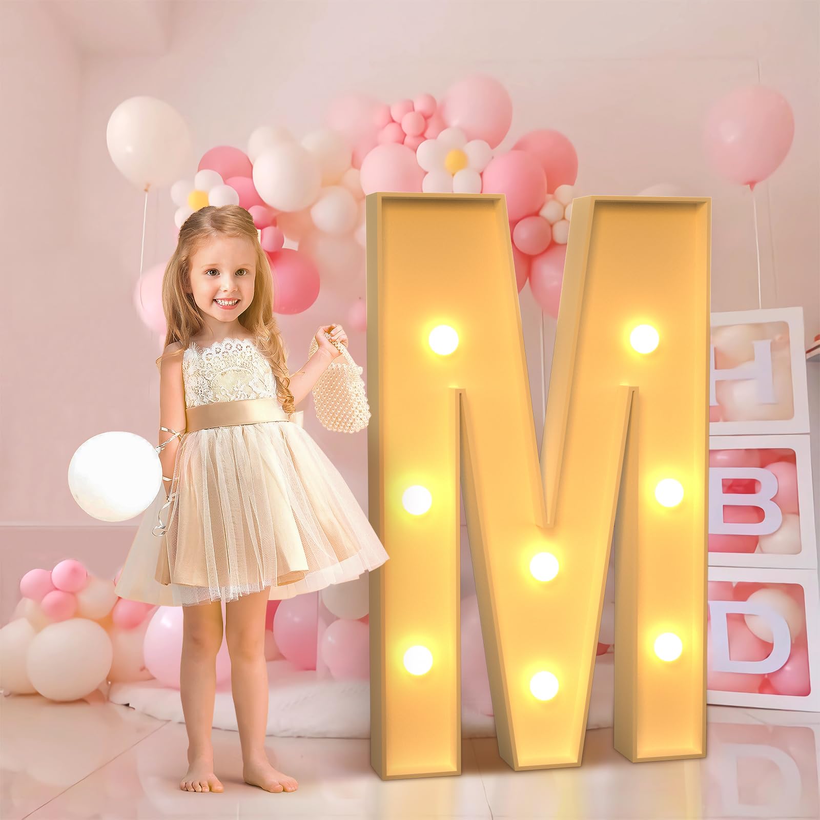 imprsv 3FT Marquee Light Up Letters M, Large Light Up Letters, Big Marquee Letters for Party Decorations Baby Shower Anniversary Decor Room Wedding Decor, Marry Me Light Up Letters, Kids' Mosaic Kits