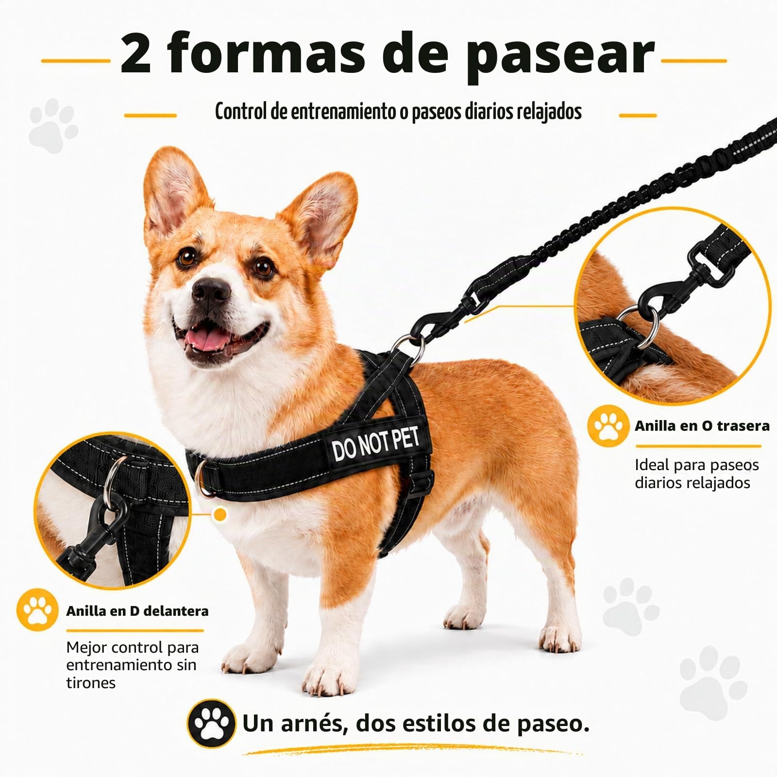 Arnes Perro Grande Mediano, Arnés Antitirones con Correa Incluida, Chaleco Ajustable de Nailon con Anillas Pecho y Espalda, Transpirable Reflectante para Pasear Entrenar Negro Talla L