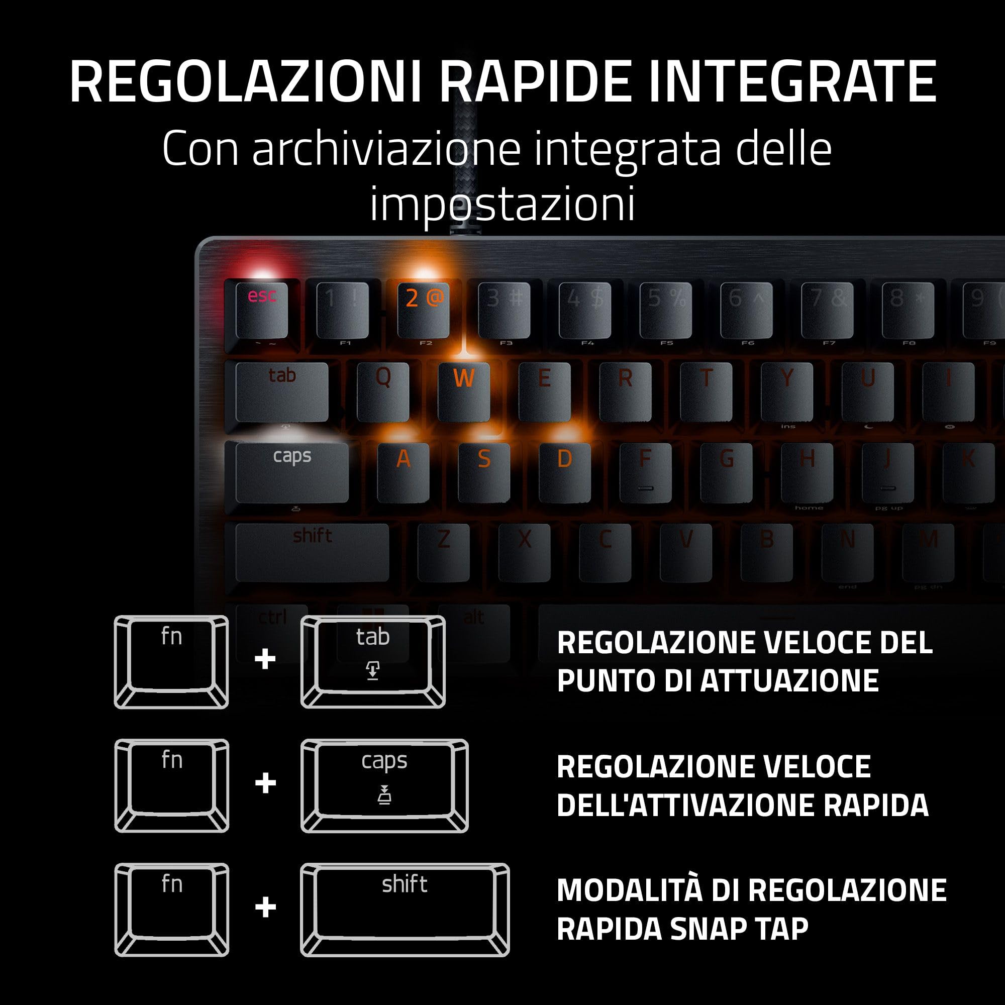 Razer Huntsman V3 Pro Mini - PC Tastiera ottica analogica 60% per esport (Modalità Attivazione Rapida, Metodo di pulsazione/Snap Tap, Regolazioni rapide integrate) US-Layout | Nero