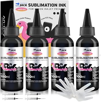 Amazon.com: Printers Jack Tinta de sublimación negra para impresoras de  inyección de tinta WF7710 WF7720 ET2720 ET2760 WF3720 ET2750 WF7210 XP7100  WF3620 WF2750 ET2650 C88+ C88 Tinta de transferencia de calor de