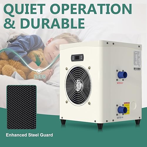 Miniatura 5 de ABORON Calentador de agua de piscina para piscinas sobre el suelo, bomba de calor de piscina de 1.8 P, 14300 BTUh, hasta 4000 galones, 110V  120V60Hz