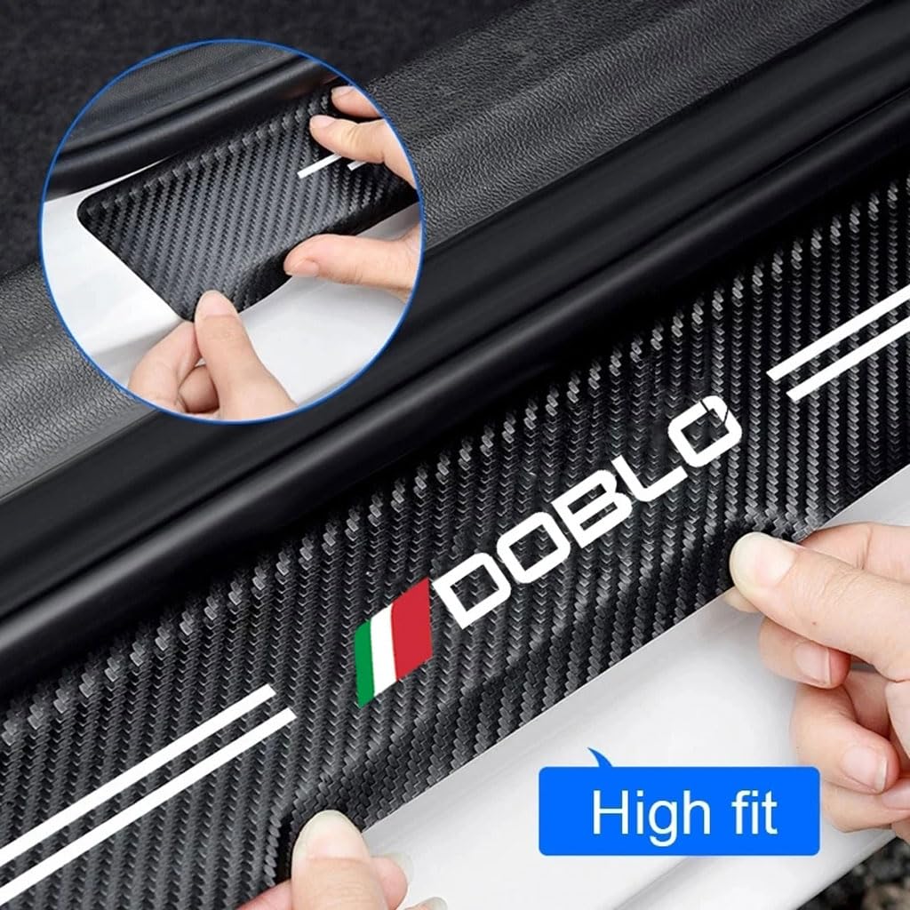 4 Pezzi Protezione Battitacco per Auto, per Fiat Doblo Soglie Porte Adesivo per Battitacco in Fibra di Carbonio Protezioni Per Davanzali Per Porte Auto (Doblo)