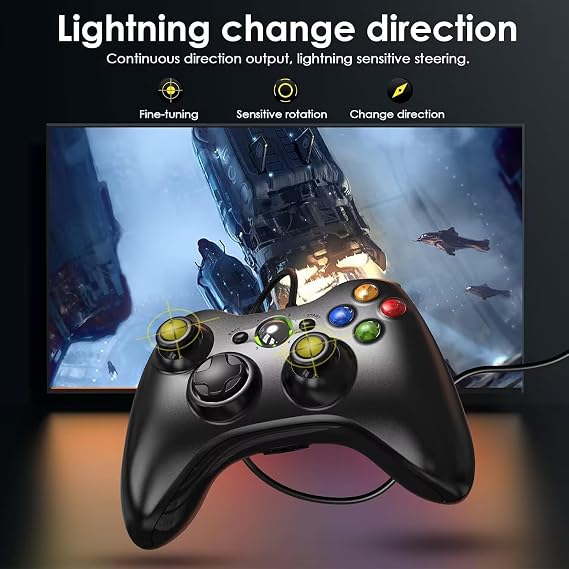 Controller for Xbox 360 Gamepad Joystick with Cable USB Gamepad Wired Controller PC Wired Joypad Game Controller Ergonomic Design Game Controller Supports Xbox 360 PC Windows 7/8/10