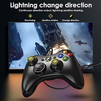 Controller for Xbox 360 Gamepad Joystick with Cable USB Gamepad Wired Controller PC Wired Joypad Game Controller Ergonomic Design Game Controller Supports Xbox 360 PC Windows 7/8/10