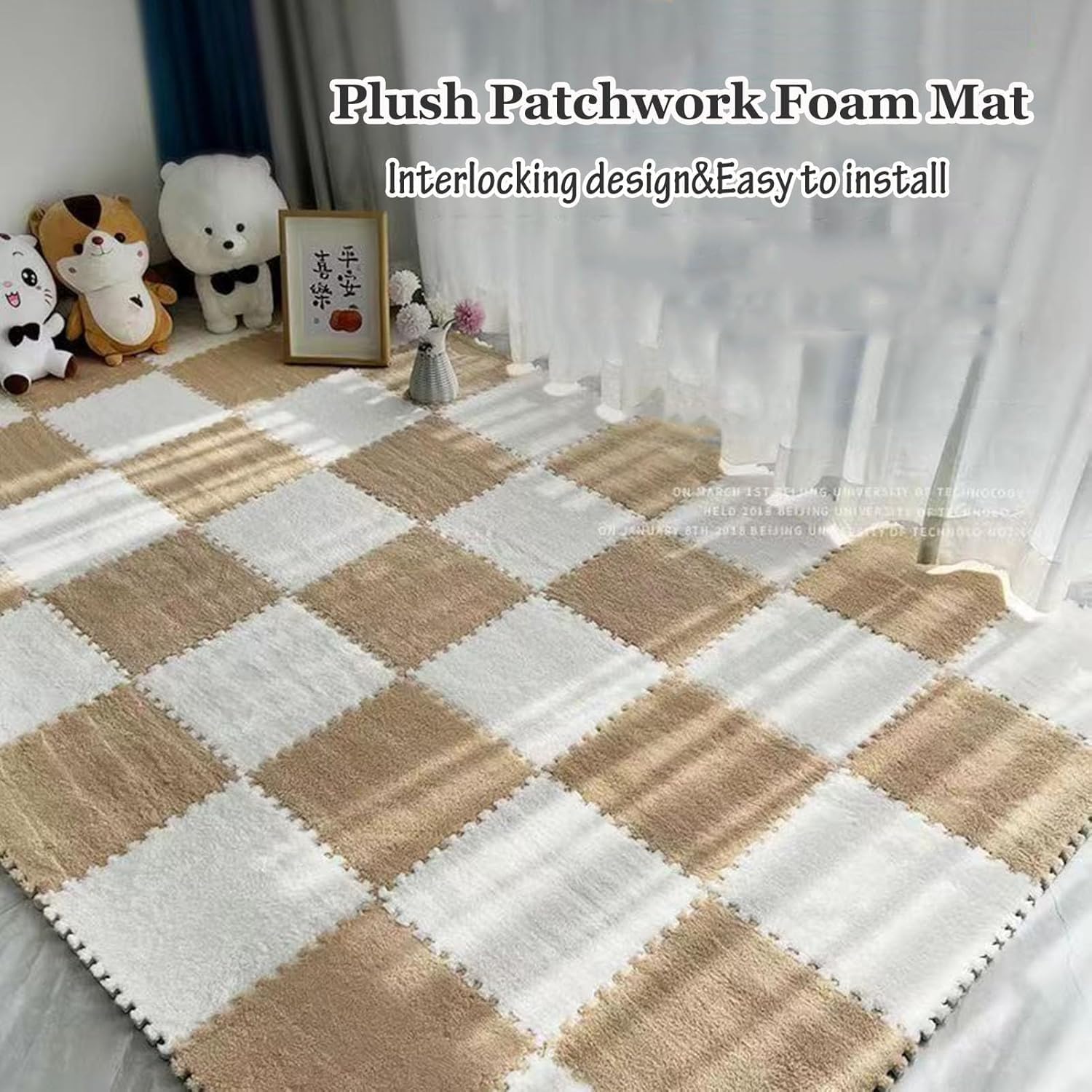 Ensemble de 30 Tapis en Mousse Patchwork Bleu lac/Gris, Tapis Puzzle Doux de 30 x 30 cm avec Une Texture Moelleuse, adaptés aux salles de Jeux pour Enfants, aux gymnases et à Un Usage domest