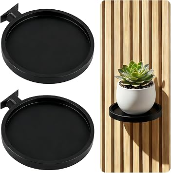 Meetory Plant Holder for Acoustic Panels - 2 Pack No Drilling Floating Plant Pot Trays Wall Storage Acoustic Panel Accessories for Bedroom, Living Room, Kitchen, Office, Black