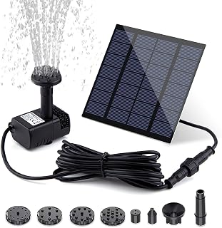 Solar Fountain Pump Solar Powered Water Pump Solar Pond Pump, 1.5W 190L/H Upgraded Solar Powered Water Fountain Pump for Birdbaths & Ponds