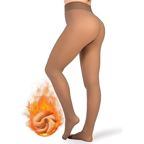 Fleece Lined Tights Women Sheer Fake Translucent Winter Thermal Pantyhose Opaque Warm Thick High Waist Leggings(XS-2XL)