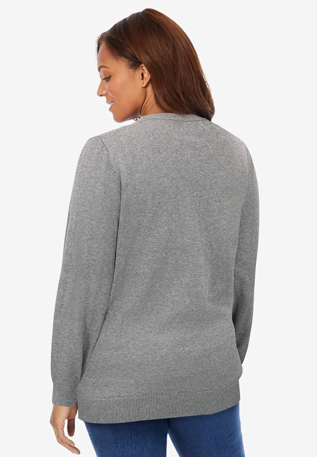 Woman Within Plus Size Perfect Long-Sleeve Cardigan Sweater