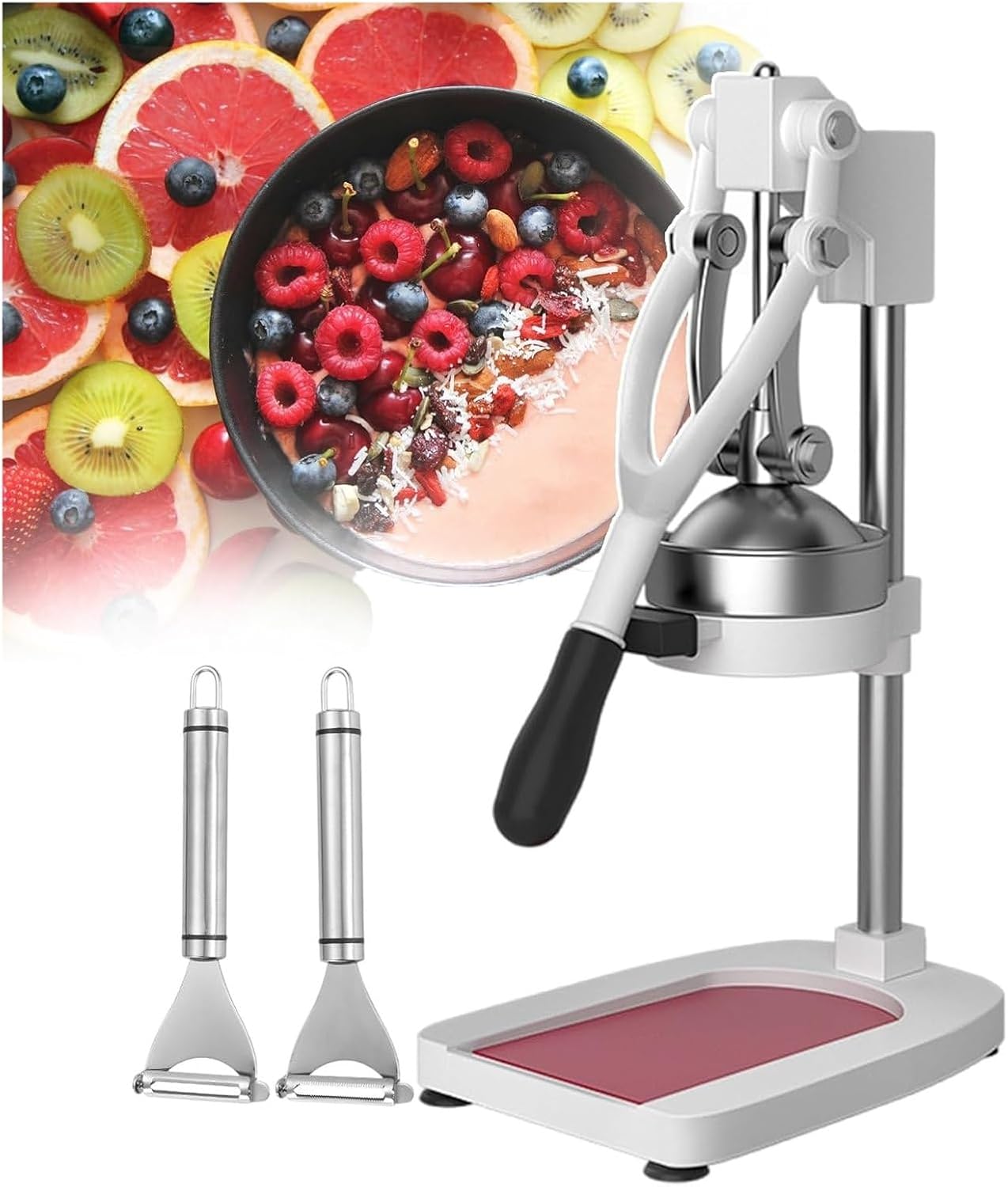 Professional Citrus Juicer, Commercial Juicer Machine with Cast Iron Base & Suction Cup Foot for Lemon Orange Tomato Watermelon Juice