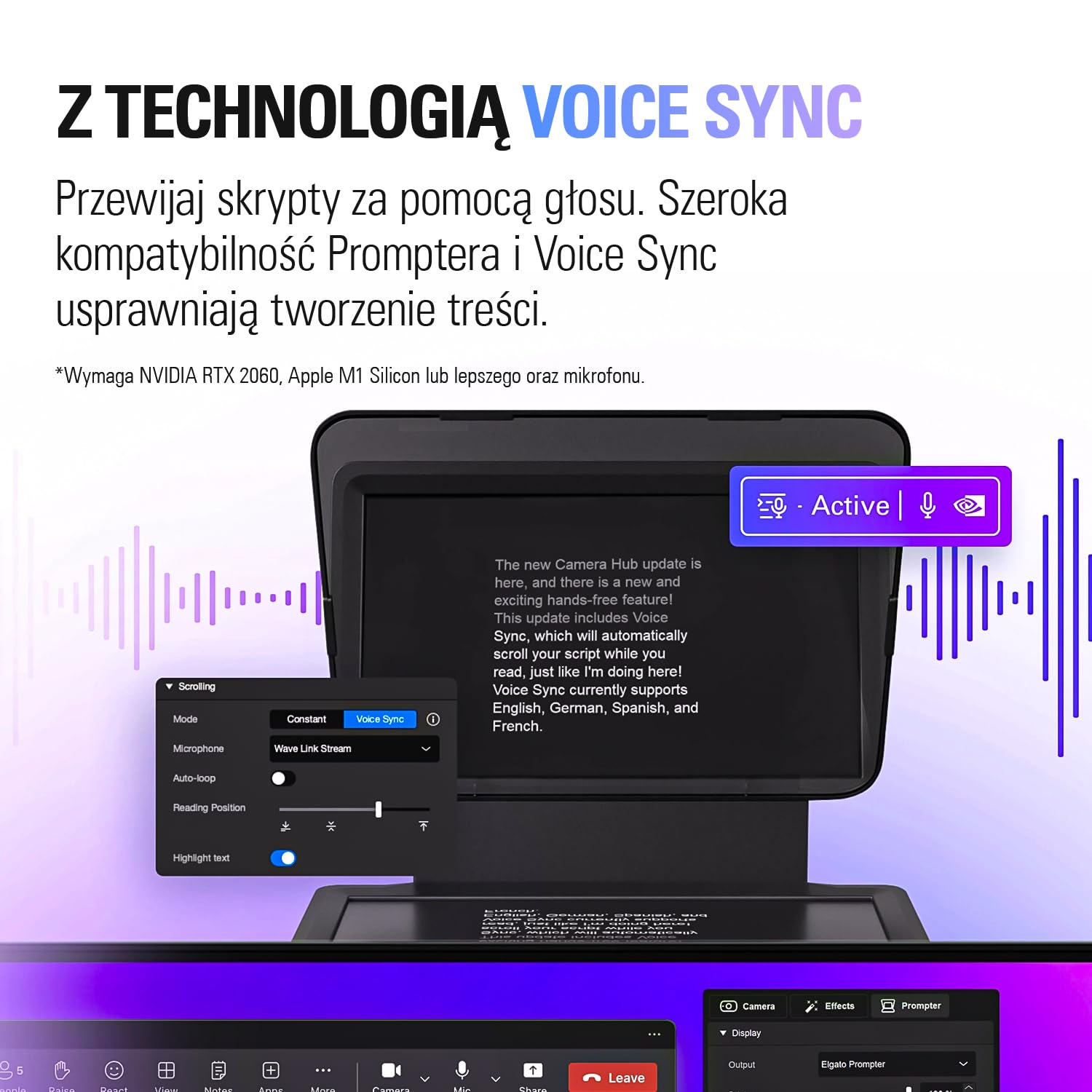 Elgato Prompter – Teleprompter z wbudowanym ekranem do YouTube, Twitch, Zoom, MS Teams i więcej, obsługuje DSLR/Webcam/Smartphone, funkcja przeciągnij i upuść na monitorze, działa z Mac/PC&Stream Deck | Kompatybilny z ekranem 9-calowym/YouTube/Twitch/Zoom
